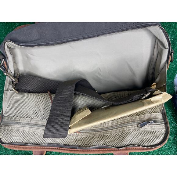 Bob Timberlake Briefcase/Messenger Bag Leather & Canvas - Picture 6 of 8